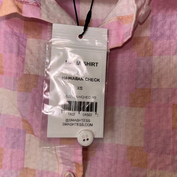 4/$20 SMASH + TESS Seersucker Button Down Malia Check Oversized shirt- XS - Picture 12 of 14